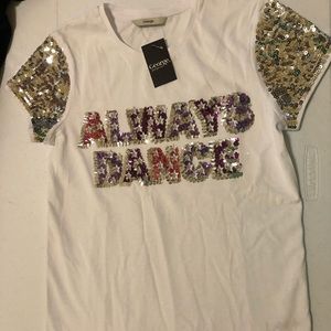 Glitter sequin sparkle “ALWAYS DANCE” shirt